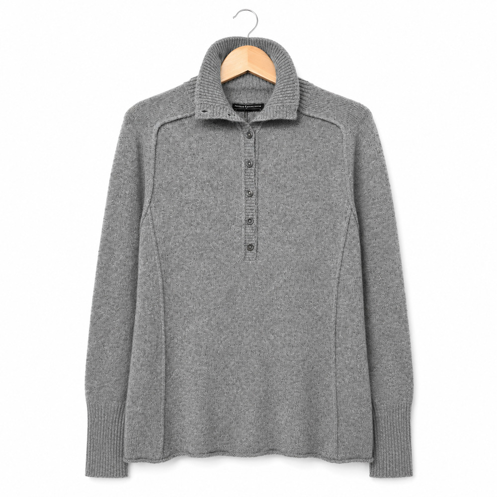 Peruvian Connection Brimfield Henley Sweater Womens L Gray 100% Royal Alpaca NWT